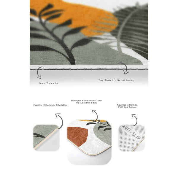 Iš velveto vonios kilimėliai žalios spalvos 2 vnt. 60x100 cm Illustrated Autumn – Mila Home-image-3