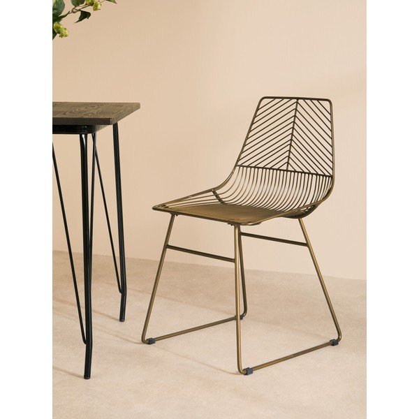 Bronzinės spalvos iš metalo valgomojo kėdė District – Premier Housewares-image-1