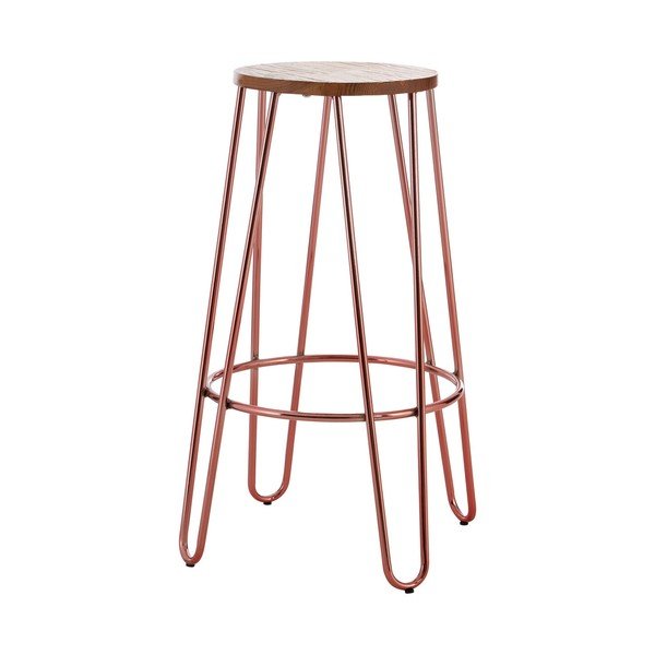 Natūralios spalvos/rožinio aukso spalvos iš guobos masyvo baro taburetė (sėdynės aukštis 75 cm) District – Premier Housewares