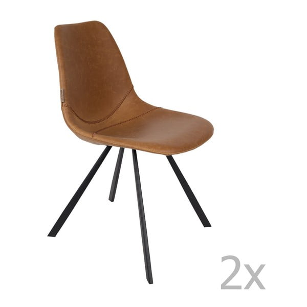 2 "Dutchbone Franky" rudų kėdžių rinkinys