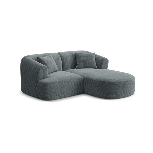 Tamsiai pilkos spalvos kampinė sofa iš kordinio velveto (su dešiniuoju kampu/su gultu) Campi – Cosmopolitan Design-image-1