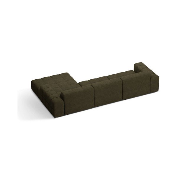 Khaki spalvos kampinė sofa iš šenilinio audinio (su dešiniuoju kampu/su gultu) Chicago – Cosmopolitan Design-image-2