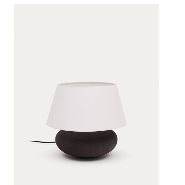 Stalinis šviestuvas juodos ir baltos spalvos (aukštis 35 cm) su tekstiliniu gaubtu Nessi – Kave Home-image-3