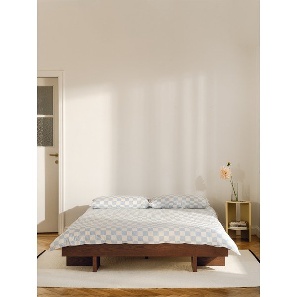 Šviesiai mėlynos spalvos/kreminės spalvos iš satino medvilnės viengulis antklodės užvalkalas 140x200 cm Plu – noo.ma-image-3