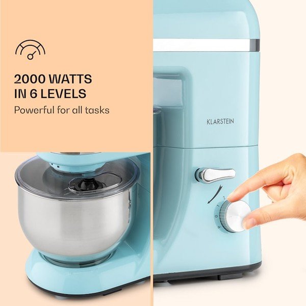 Pastelinės mėlynos spalvos virtuvės kombainas Klarstein Bella Elegance-image-4