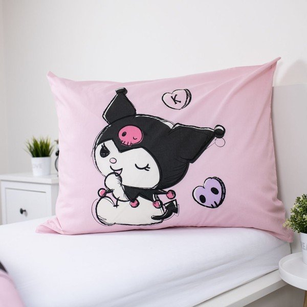 Rožinės spalvos iš medvilnės viengulė vaikiška patalynė 140x200 cm Hello Kitty "Kuromi" – Jerry Fabrics-image-3