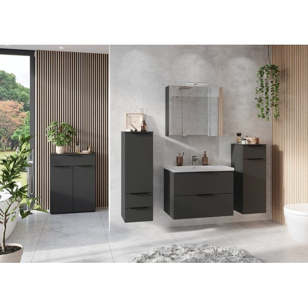 Antracito spalvos matinis pakabinama spintelė su kriaukle 81x65 cm Crandon – Germania-image-2