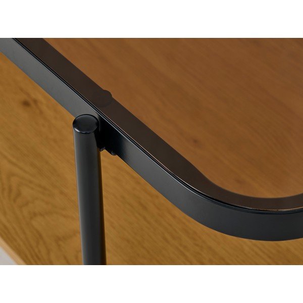 Natūralios spalvos kavos staliukas su stikliniu stalviršiu 60x120 cm Hassel – Unique Furniture-image-3