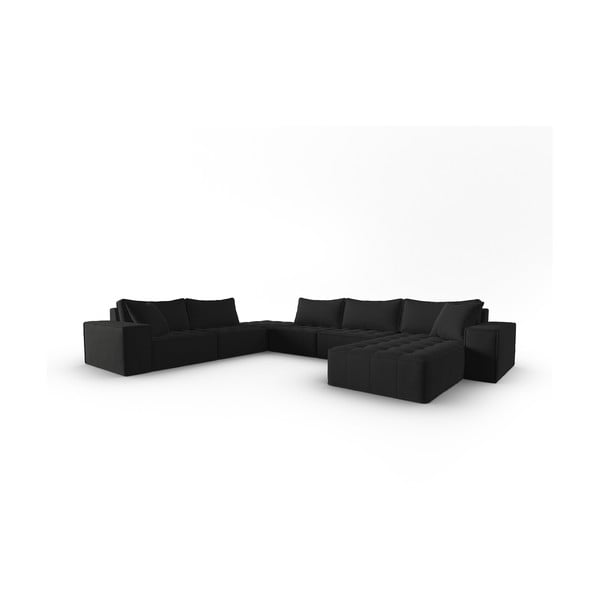 Kampinė sofa juodos spalvos (su kairiuoju kampu/„U“ formos) Mike – Micadoni Home