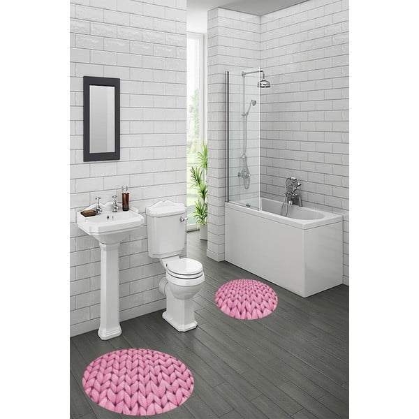 Vonios kilimėliai rožinės spalvos 2 vnt. ø 60 cm – Mila Home