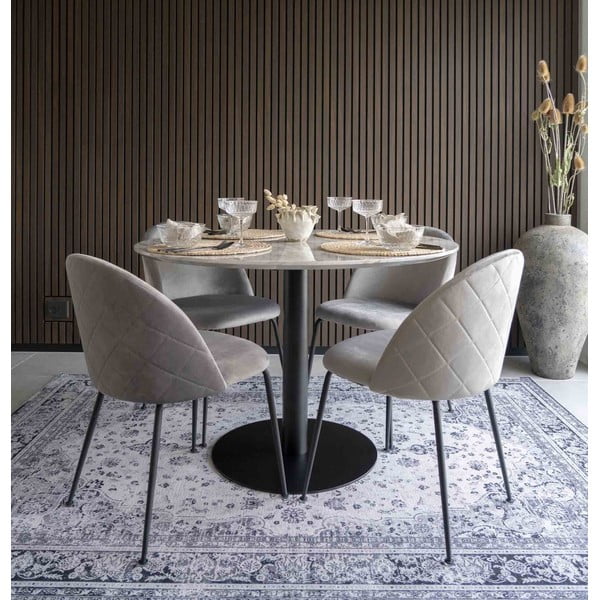 Apvalios formos valgomojo stalas su marmuro dekoro stalviršiu ø 110 cm Bolzano – House Nordic-image-1