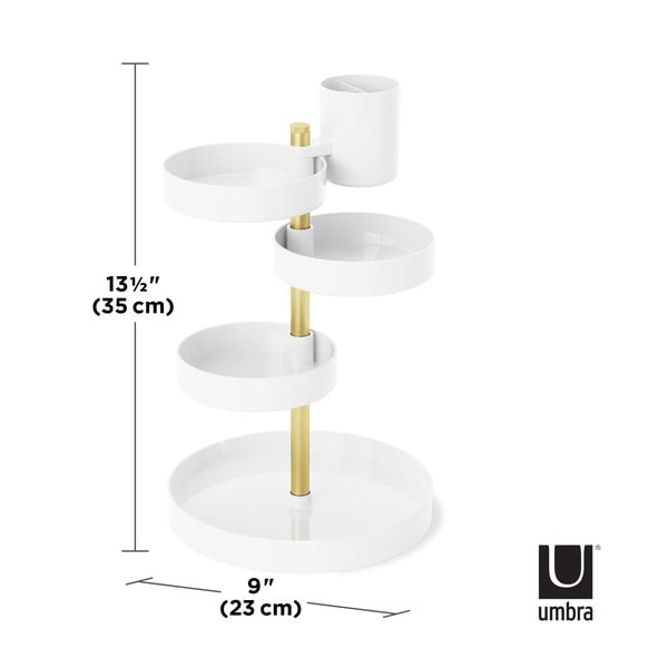 Baltas plastikinis vonios kambario organizatorius kosmetikai Pirouette - Umbra-image-4