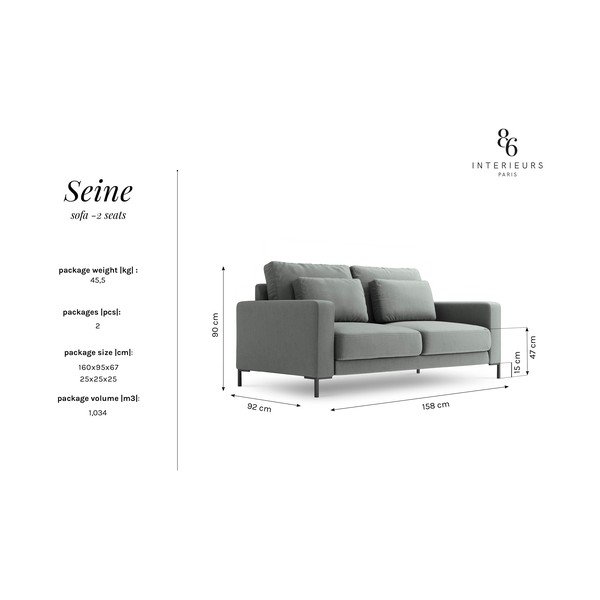 Tamsiai mėlyna sofa Interieurs 86 Seine, 158 cm-image-4