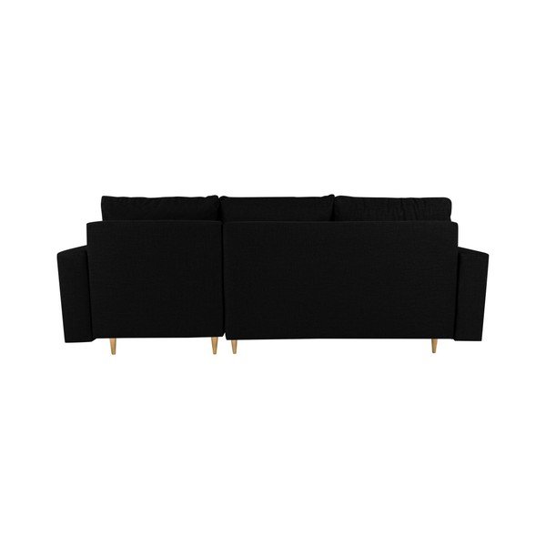 Juoda kampinė sofa-lova su šezlongu dešinėje pusėje Mazzini Sofos Iris-image-3