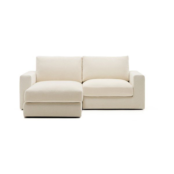 Smėlio spalvos kampinė sofa iš šenilinio audinio (su kairiuoju kampu/su gultu) Alea – Kave Home