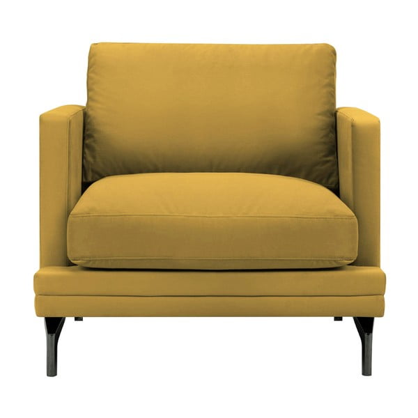 Geltonos spalvos fotelis su juodos spalvos kojų atrama "Windsor & Co Sofos Jupiter