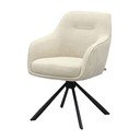 Kreminės spalvos iš audinio valgomojo kėdė su porankiais Avola – Unique Furniture