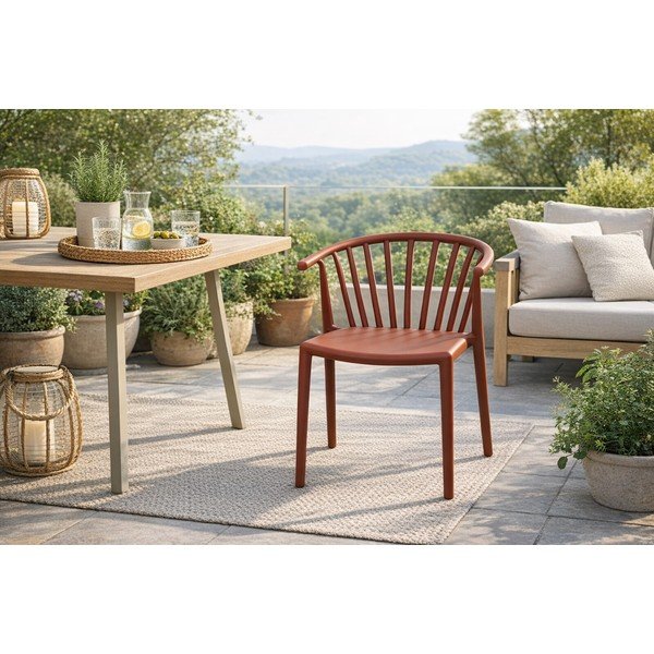 Rudos spalvos plastikinė sodo kėdė Capri – Bonami Essentials-image-1