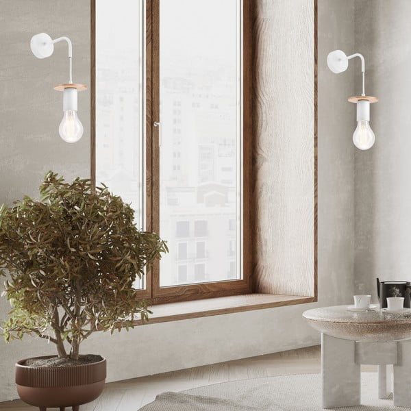 Sieninė lempa baltos spalvos Angelina – LAMKUR-image-3