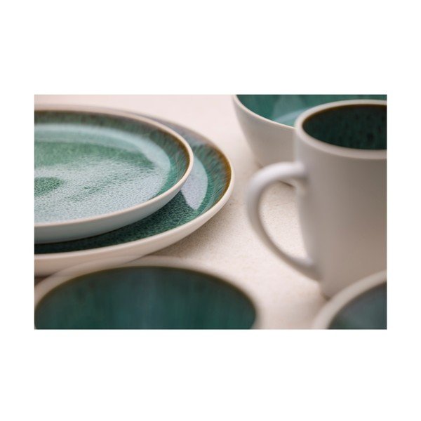 Baltos spalvos/žalios spalvos desertinė iš akmens masės lėkštė ø 21 cm Gastro White/Green – Bitz-image-4