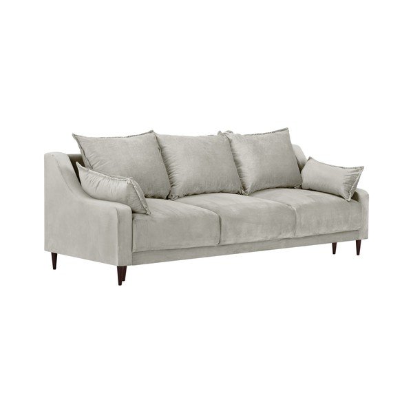 Smėlio spalvos aksominė sofa-lova su patalynės dėže Mazzini Sofas Freesia, 215 cm-image-2