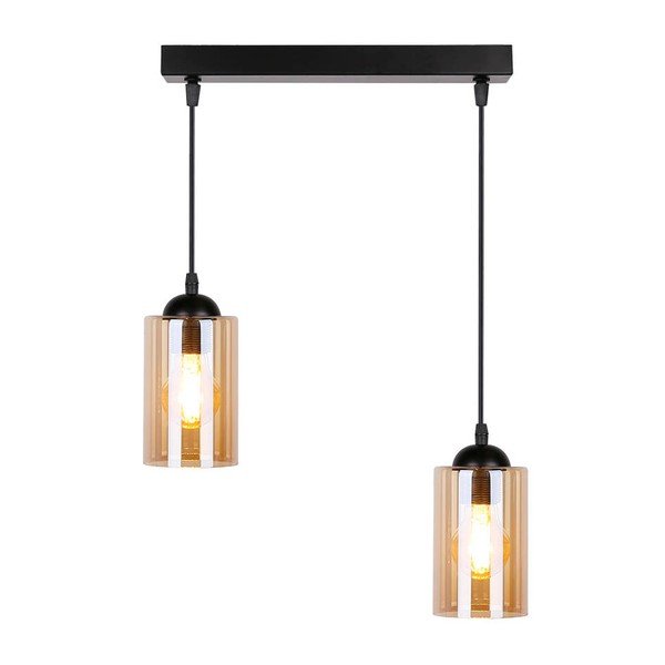 Juodas pakabinamas šviestuvas su stikliniu gaubtu 10x34 cm Bistro - Candellux Lighting-image-3