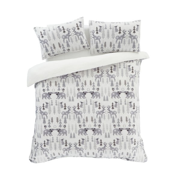 Balta-pilka viengulė patalynė iš mikroplyšo 135x200 cm Winter Wonderland - Catherine Lansfield-image-2