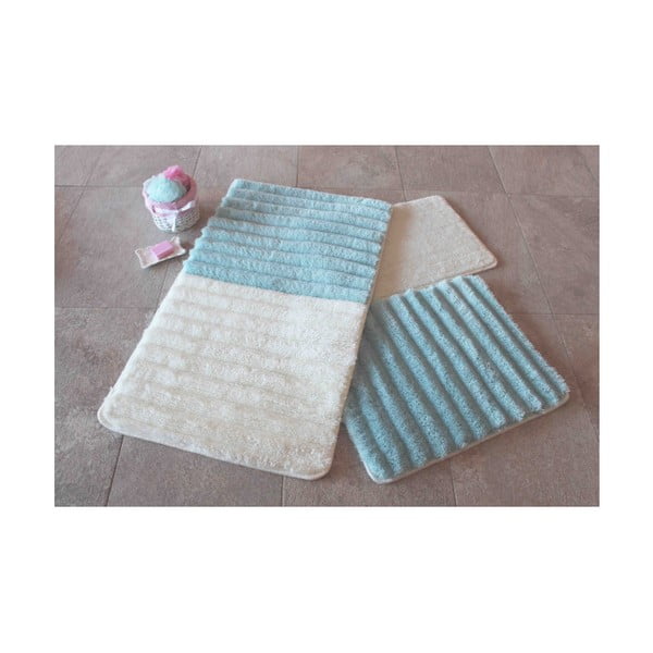 3 mėlynos ir baltos spalvų vonios kilimėlių rinkinys "Confetti Bathmats