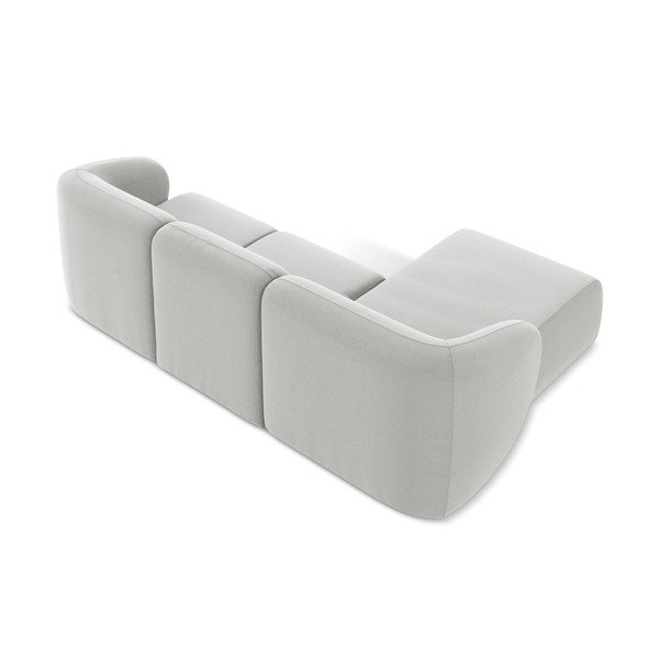 Šviesiai pilkos spalvos kampinė sofa iš velveto (su kairiuoju kampu/su gultu) Lani – Makamii-image-3