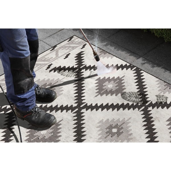 Juodos ir kreminės spalvos dvipusis lauko kilimas NORTHRUGS Malibu, 290 x 200 cm-image-3