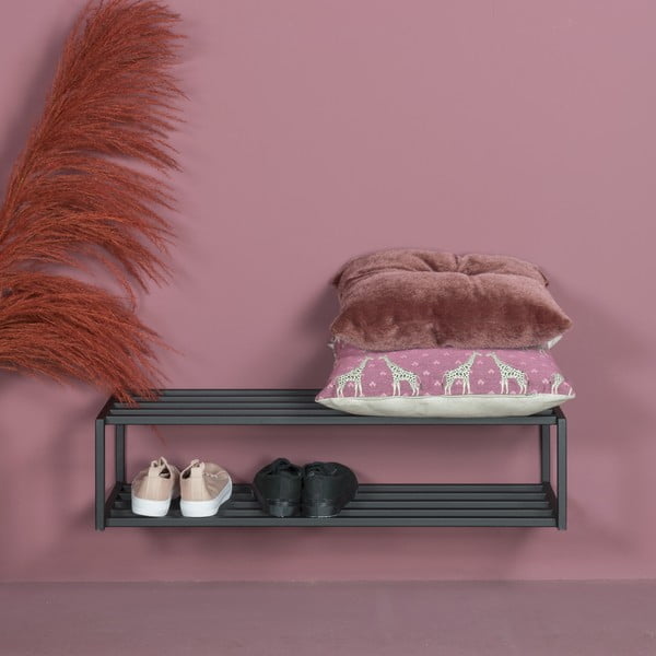 Juodos spalvos iš metalo pakabinama spintelė batams 78x20,5x30,5 cm School – Spinder Design-image-1