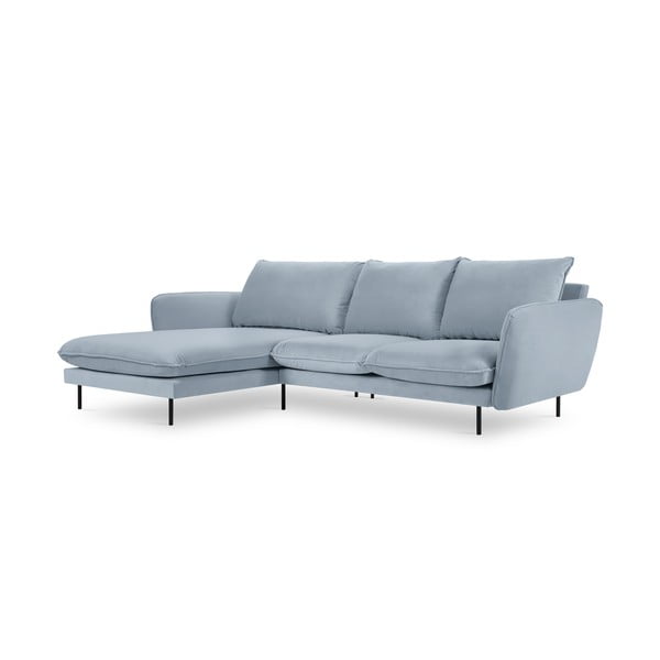 Šviesiai mėlyna aksominė kampinė sofa (kairysis kampas) Vienna - Cosmopolitan Design