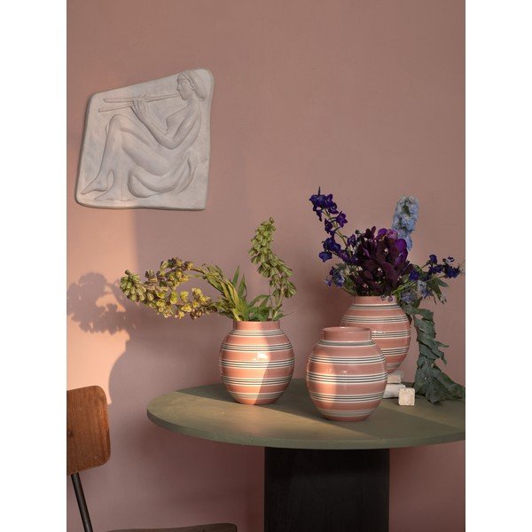 Rožinės ir baltos spalvos porcelianinė vaza Kähler Design Nuovo, aukštis 20,5 cm-image-1