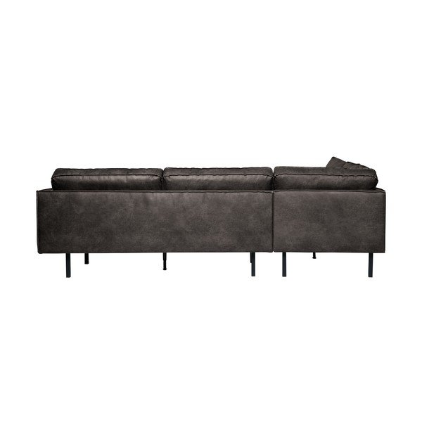 Juodos spalvos iš dirbtinės odos kampinė sofa (su kairiuoju kampu/„L“ formos) Rodeo – WOOOD-image-2