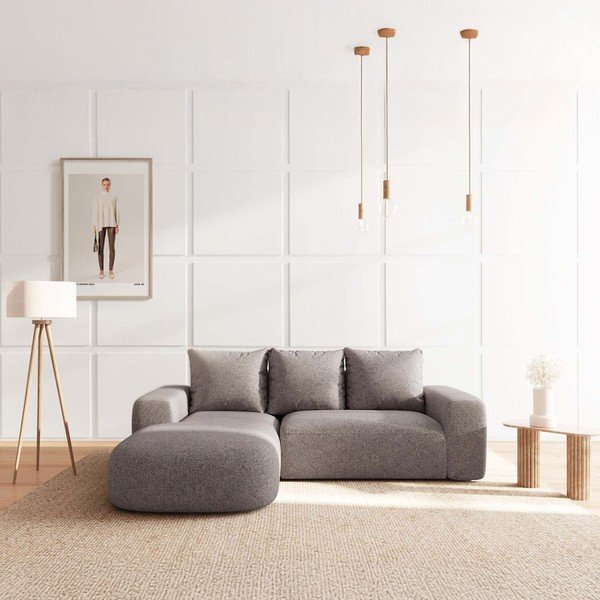 Pilkos spalvos kampinė sofa (su kairiuoju kampu/su gultu) Monce – Rodier-image-1