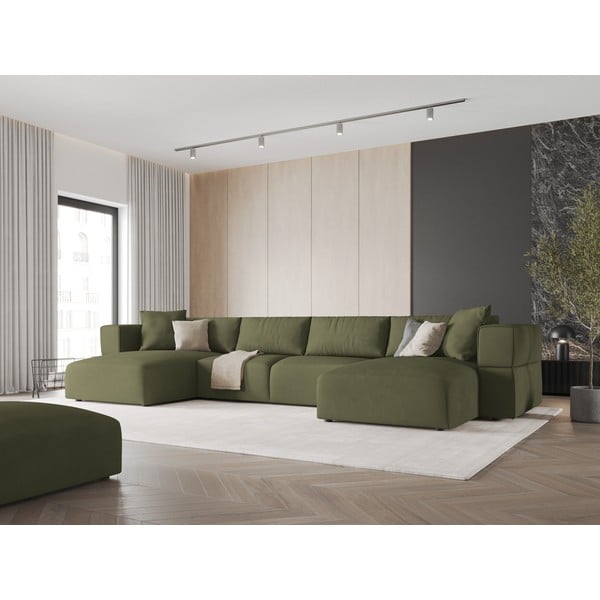 Kampinė sofa šviesiai žalios spalvos („U“ formos) Esther – Milo Casa-image-1