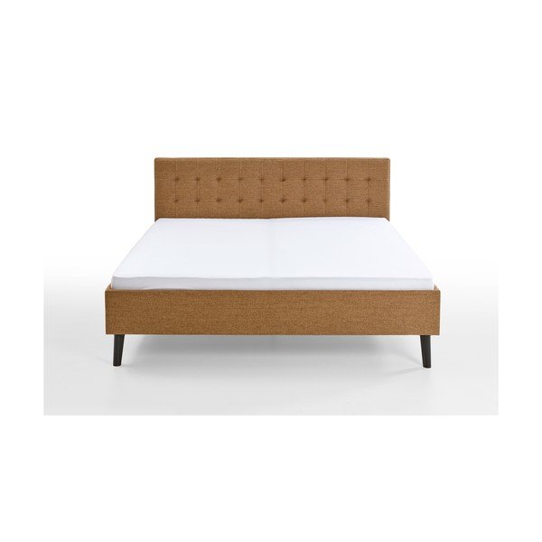 Rudos spalvos dvigulė lova audiniu dengta be grotelių 180x200 cm Empire – Meise Möbel-image-3