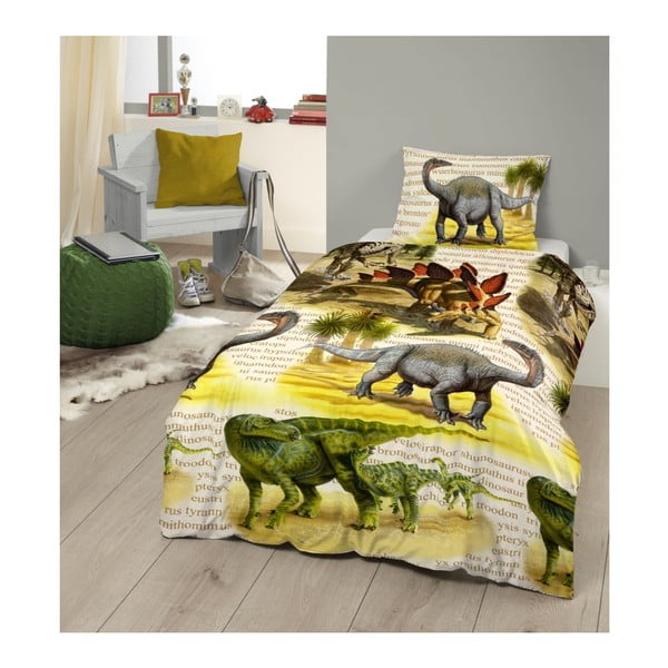Medvilninė vaikiška viengulė patalynė "Good Morning Dinos", 140 x 200 cm-image-1