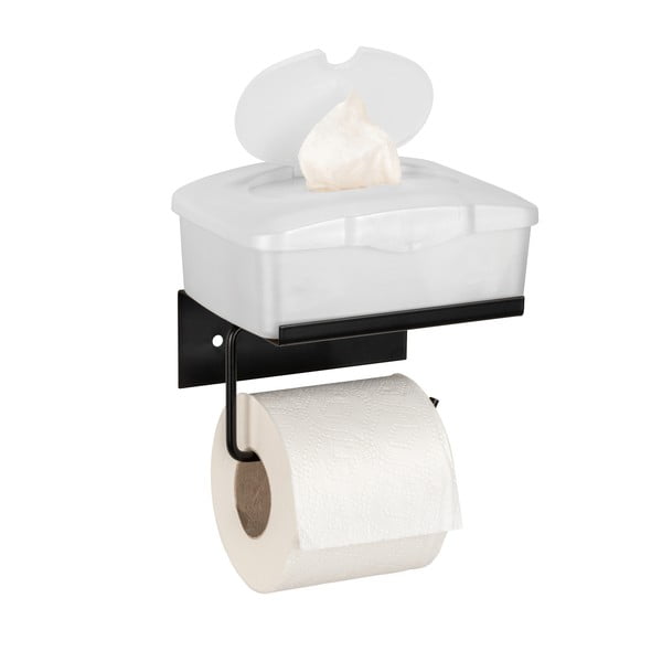Klijuojamas/su lentyna iš metalo laikiklis tualetiniam popieriui juodos spalvos Desulo – Wenko-image-3
