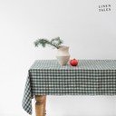Iš lino staltiesė 140x200 cm Forest Green Gingham – Linen Tales