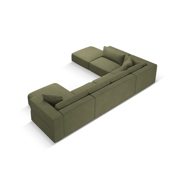 Kampinė sofa šviesiai žalios spalvos (su kairiuoju kampu/„U“ formos) Esther – Milo Casa-image-2