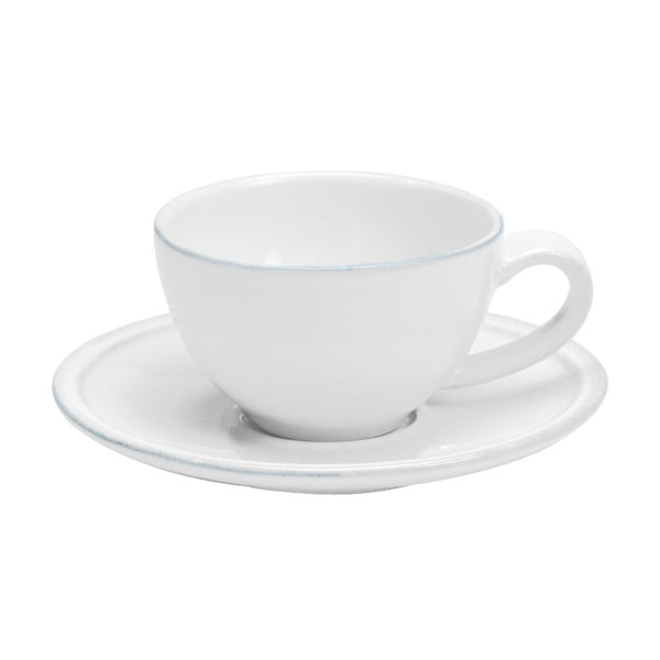 Baltas keramikinis kavos puodelis su lėkštele "Costa Nova Friso", 90 ml talpos