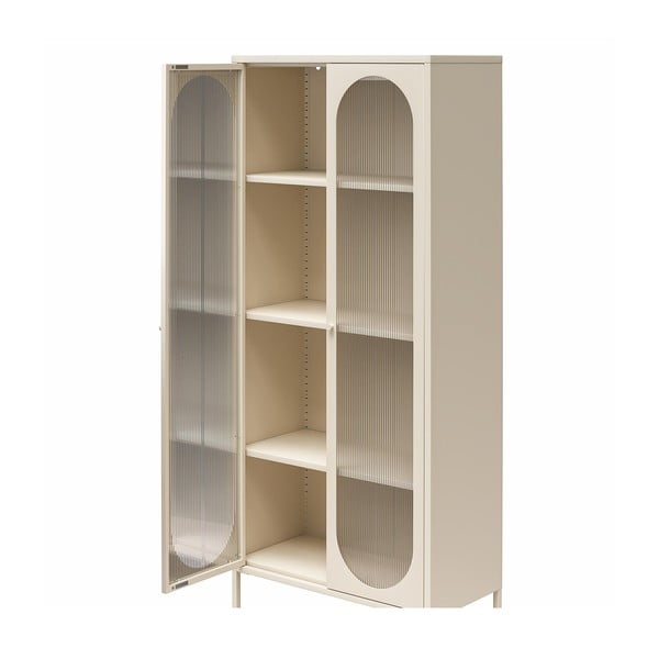 Iš metalo vitrina kreminės spalvos 80x186x40 cm Luna – Støraa-image-3
