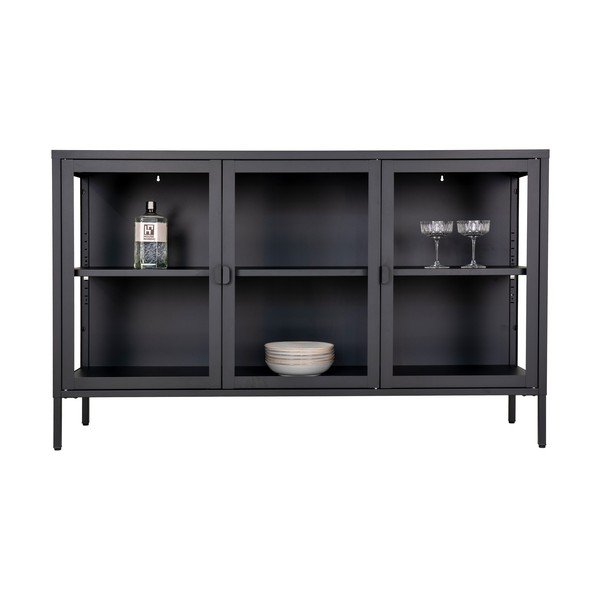 Iš metalo vitrina juodos spalvos 140x85 cm Brisbane – House Nordic-image-3