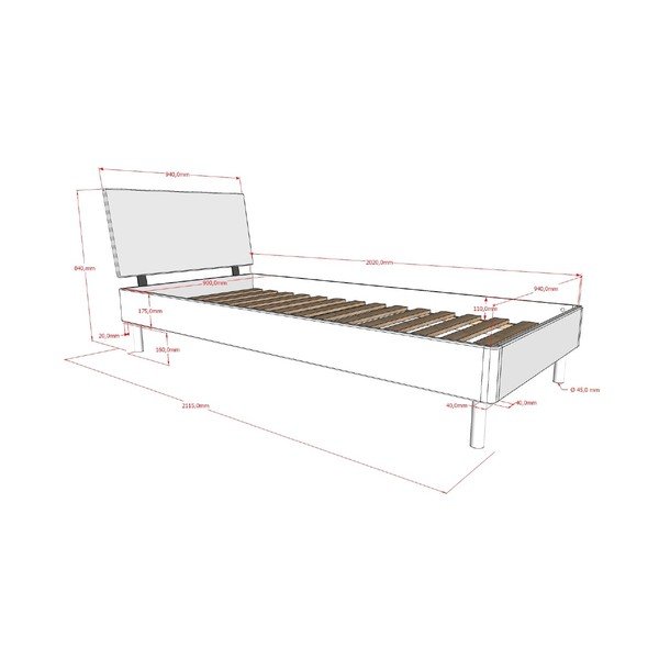 Natūralios spalvos iš ąžuolo masyvo viengulė lova su lovos grotelėmis 90x200 cm Forrest – Vipack-image-2