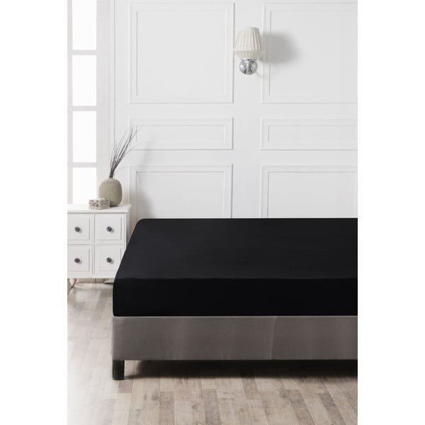 Iš medvilnės paklodė juodos spalvos su guma 140x200 cm – Mijolnir-image-2
