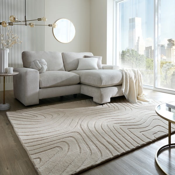 Rankų darbo iš vilnos kilimas kreminės spalvos 120x170 cm Mesmerise Natural – Flair Rugs-image-1