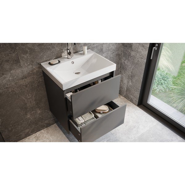 Antracito spalvos matinis pakabinama spintelė po kriaukle 61x65 cm Bodera – Germania-image-1