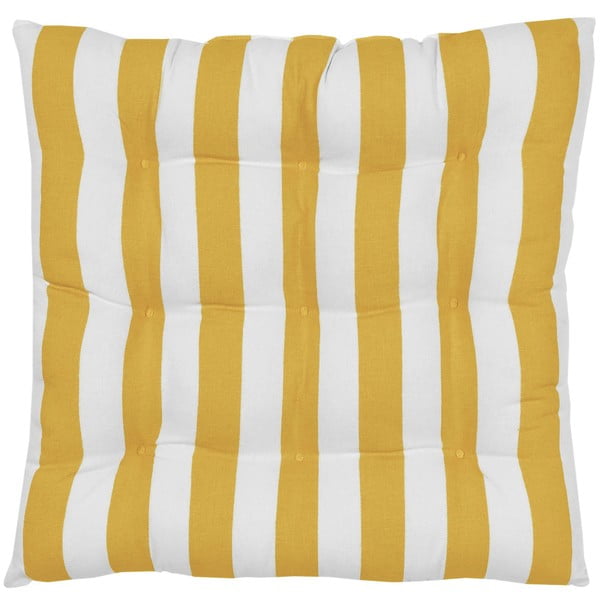 Geltonai balta medvilninė sėdynės pagalvė Westwing Collection Timon, 40 x 40 cm