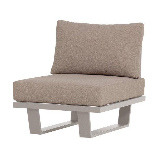 Pilkai smėlinės spalvos metalinis/paminkštinto audinio sodo krėslas Bear – WOOOD